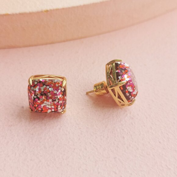 Alicia Bonnie - Sugarcube Purple Glitter Purple Earrings - NEW - Picture 3 of 4